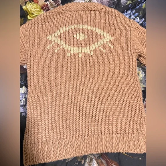 JACKSON ROWE I See You Chunky Cardigan Sweater Women Size Small Zip Dusty Pink - Picture 3 of 12